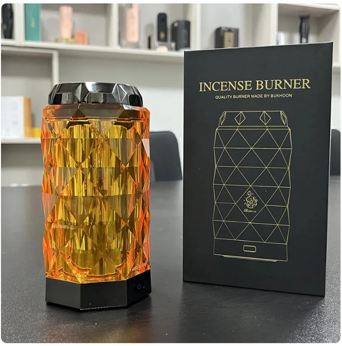 Crystal electric incense burner for aromatherapy – stylish home fragrance diffuser with LED lighting for relaxation and ambiance in UAE
