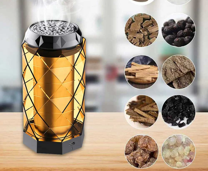 Crystal electric incense burner for aromatherapy – stylish home fragrance diffuser with LED lighting for relaxation and ambiance in UAE