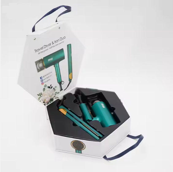 Dryer and iron duo for quick hair drying and straightening in one tool