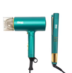 Dryer and iron duo for quick hair drying and straightening in one tool