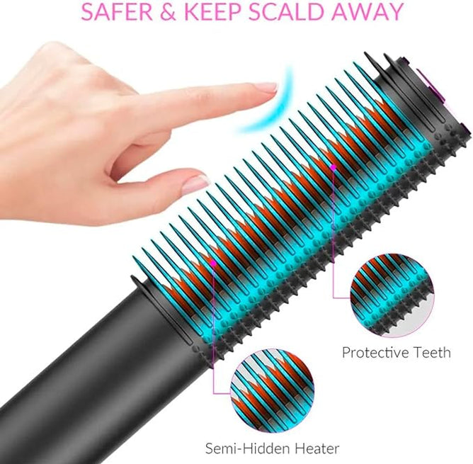 Hair curler brush with ceramic barrel for smooth curls and added volume
