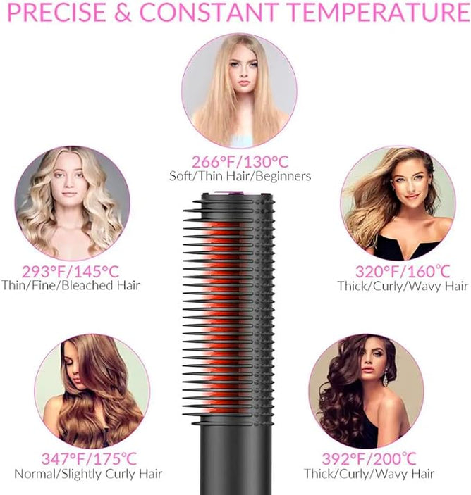 Hair curler brush with ceramic barrel for smooth curls and added volume
