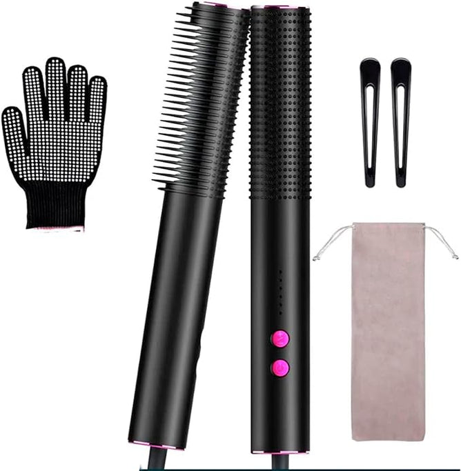 Hair curler brush with ceramic barrel for smooth curls and added volume