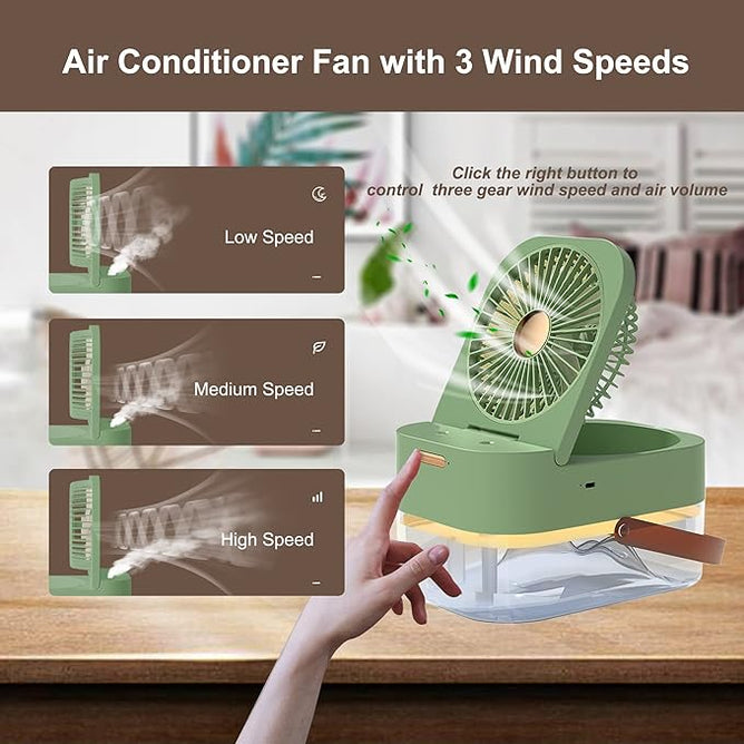 Portable mini air conditioner fan for personal cooling – USB rechargeable desktop cooler for UAE summer heat