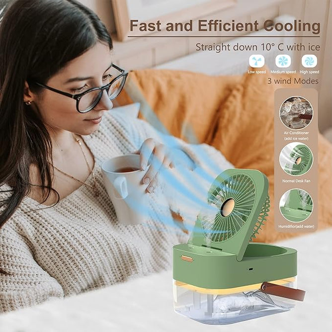 Portable mini air conditioner fan for personal cooling – USB rechargeable desktop cooler for UAE summer heat