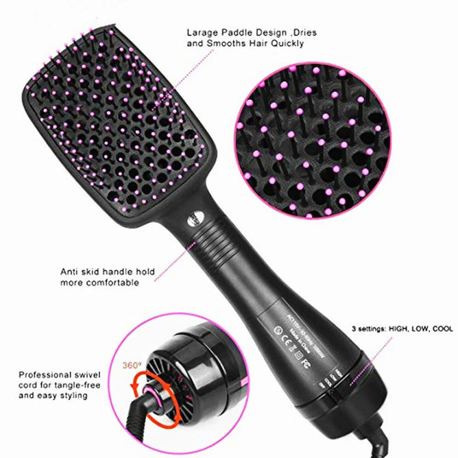 One-step hair dryer and styler for fast drying, volumizing, and smooth styling in one tool
