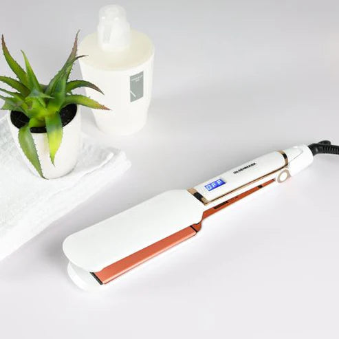 Wide Plate Hair Straightener with ceramic-coated plates and adjustable heat settings for fast, smooth, and frizz-free styling of thick or long hair